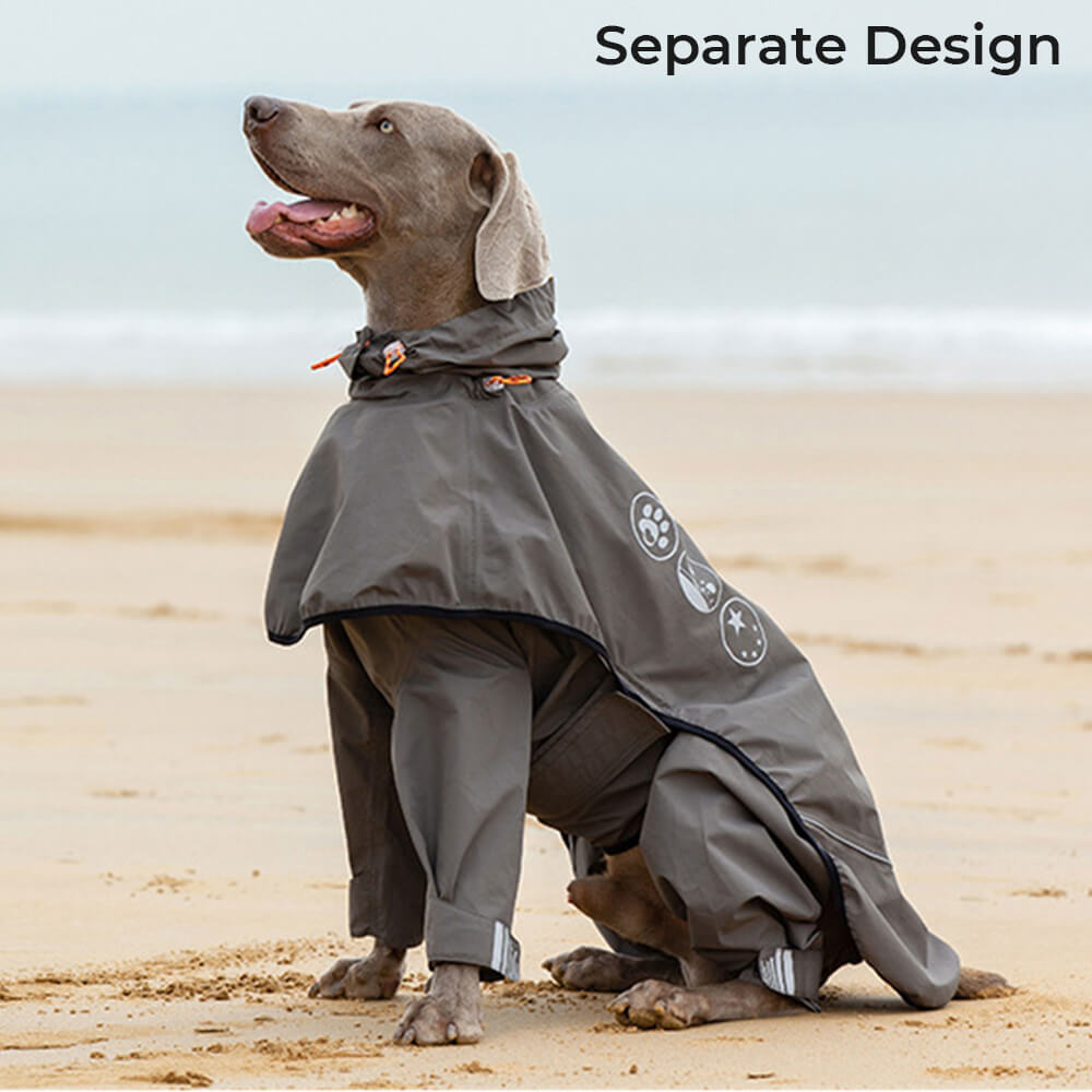 Impermeabile per cani con 4 gambe — cappuccio riflettente