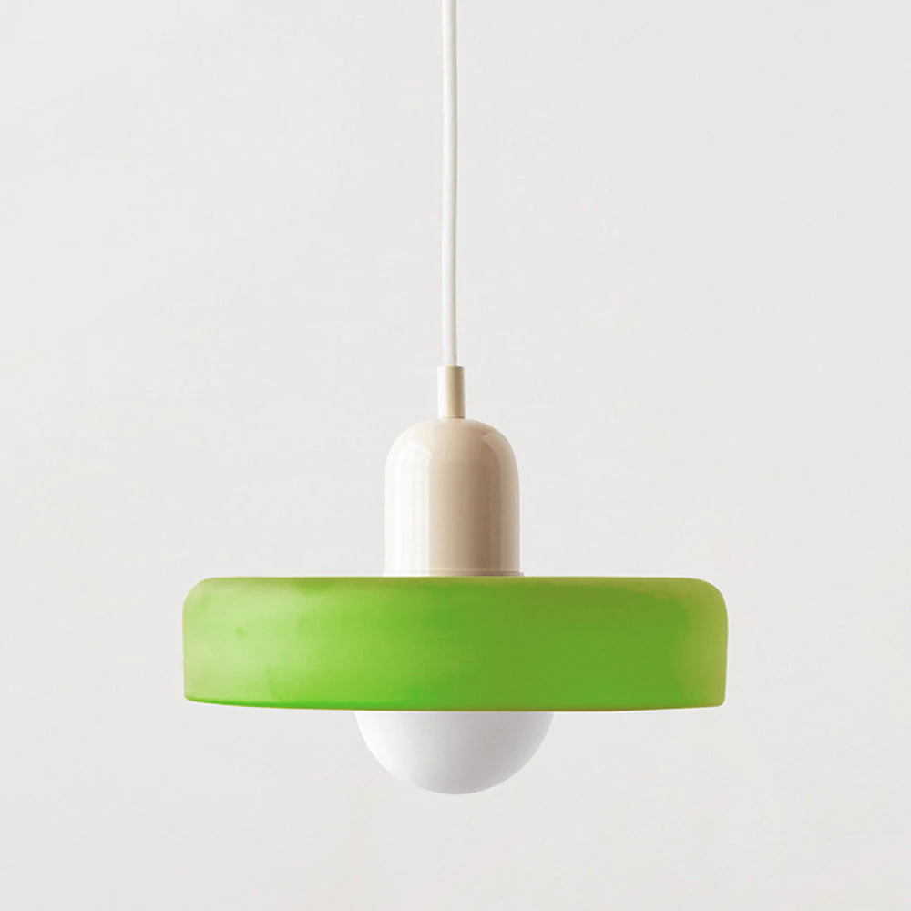 Lampa wisząca Bauhaus — kolorowy szklany klosz, regulowane zawieszenie