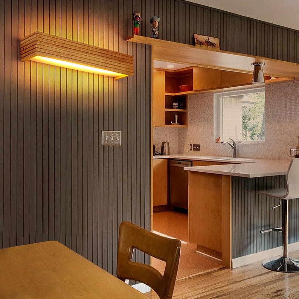 Nordisk LED-veggbelysning i tre til stuen | boxzora