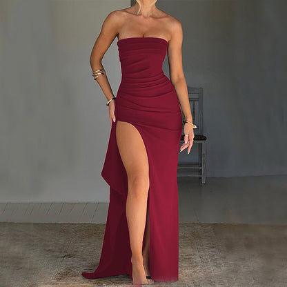 Robe Longue Bustier Fendue – Élégance Sensuelle & Glamour – Soirée, Mariage, Cocktail