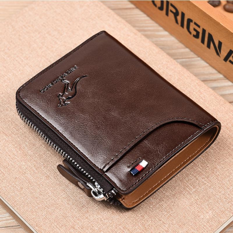 Men's Genuine Leather Wallet — Integrated RFID Blocking Protection