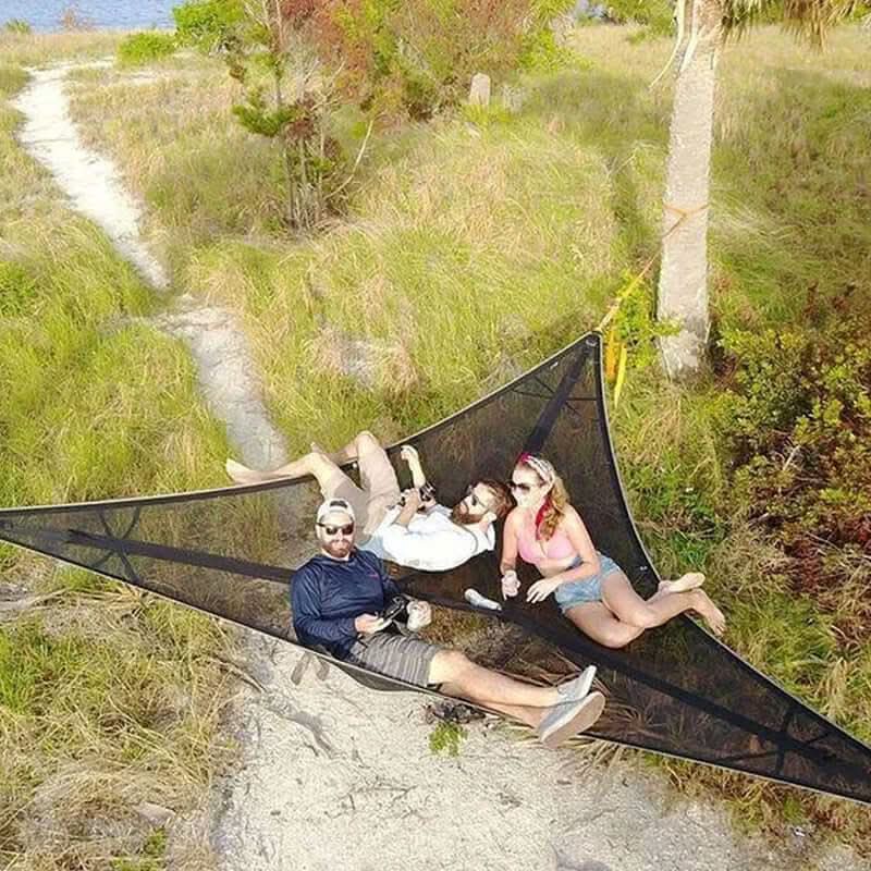 Camping-Hängematte für mehrere Personen mit 3-Punkt-Verankerungssystem