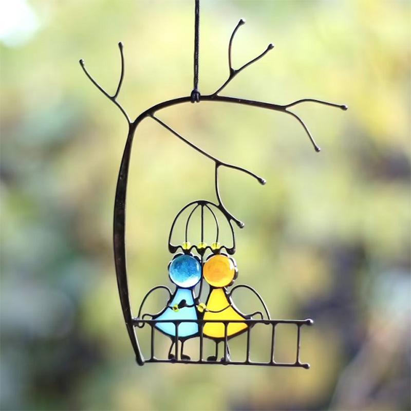 Hand-Painted Angel Sun Catcher – Vibrant Stained Glass Ornament