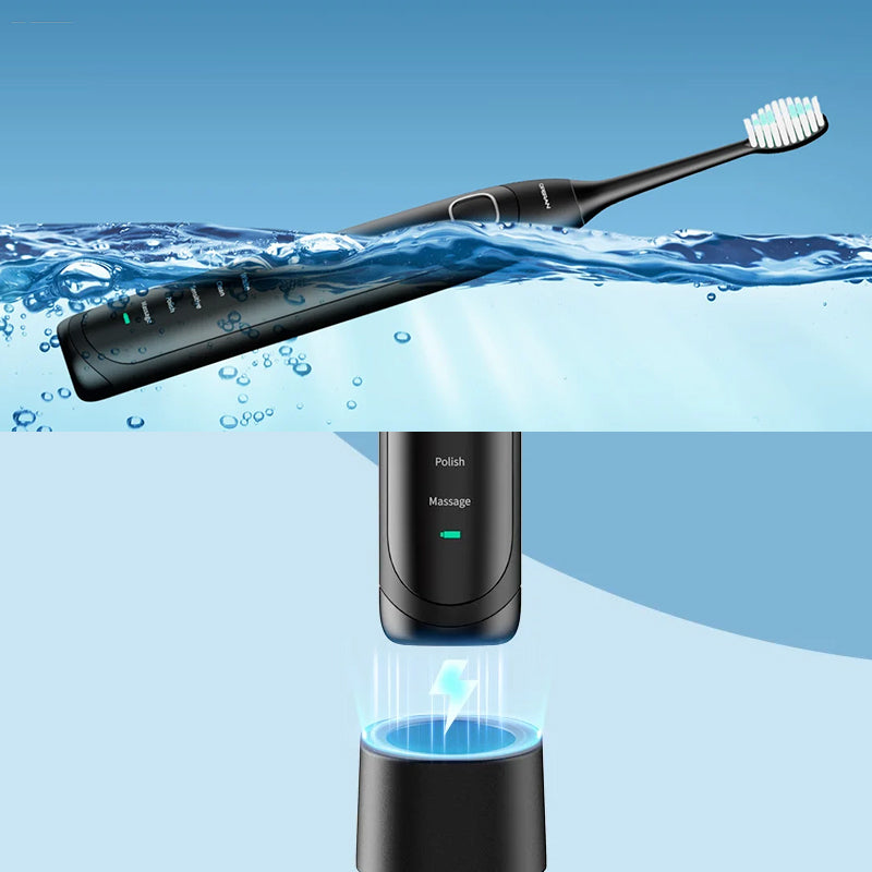 Elektrische Schallzahnbürste - 6 Modi, IPX7 wasserdicht, Weiß, Schwarz, Pink