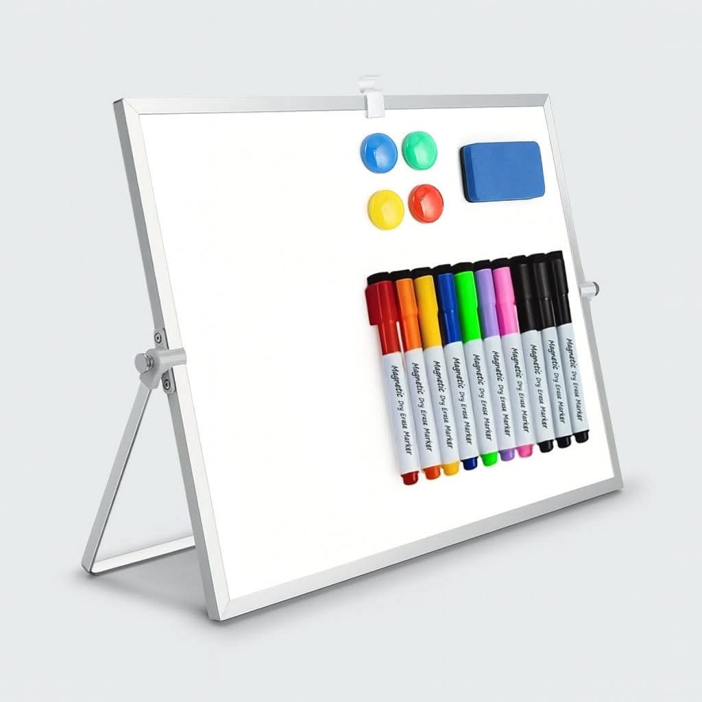 Tablă magnetică portabilă — suprafață cu două fețe, suport și accesorii