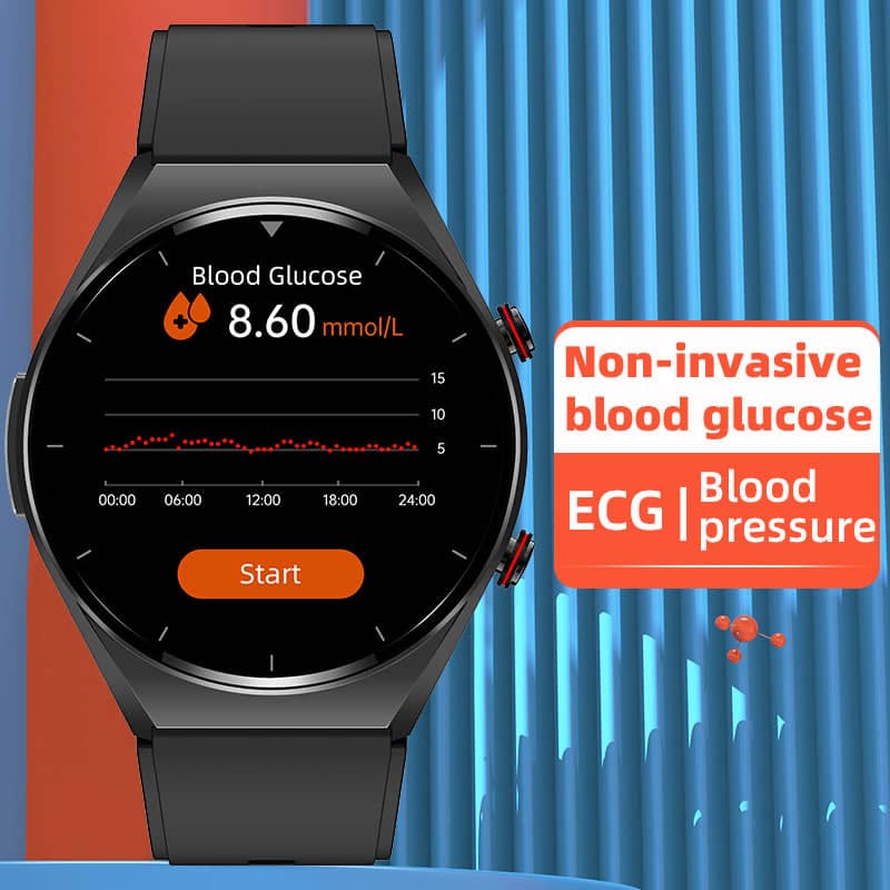 Smartwatch de saúde Suga Pro — Glicemia, pressão arterial, ECG/EKG e monitorização cardíaca de VFC com um clique