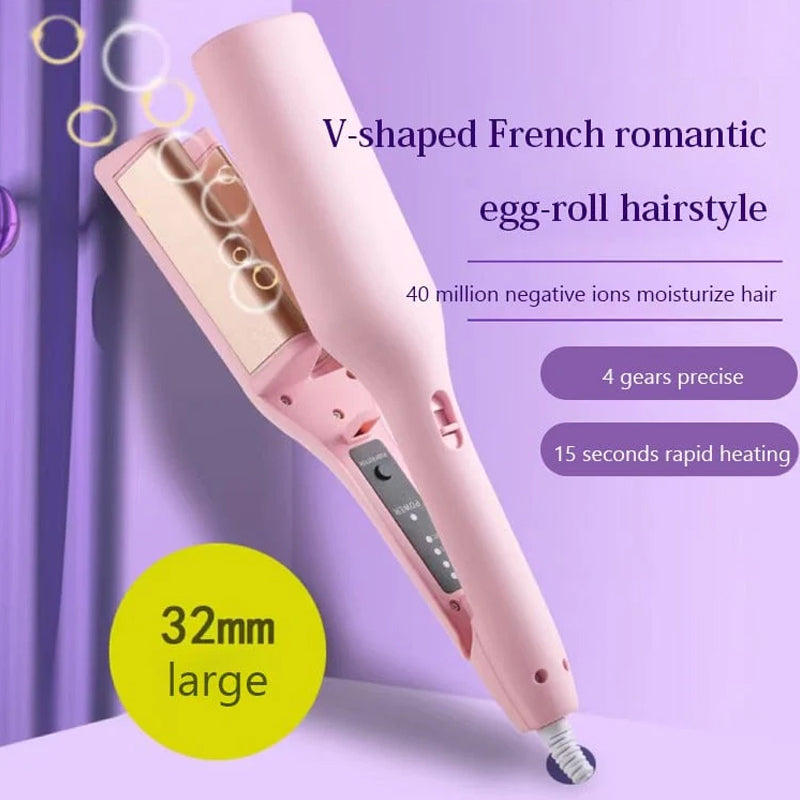 French Egg Curling Iron – Dual Wave Shaper, Anti-Scald Design