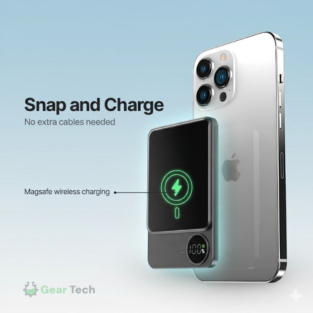 Batería externa magnética inalámbrica delgada – Cargador rápido, batería auxiliar de alta capacidad de 5000-10000mAh