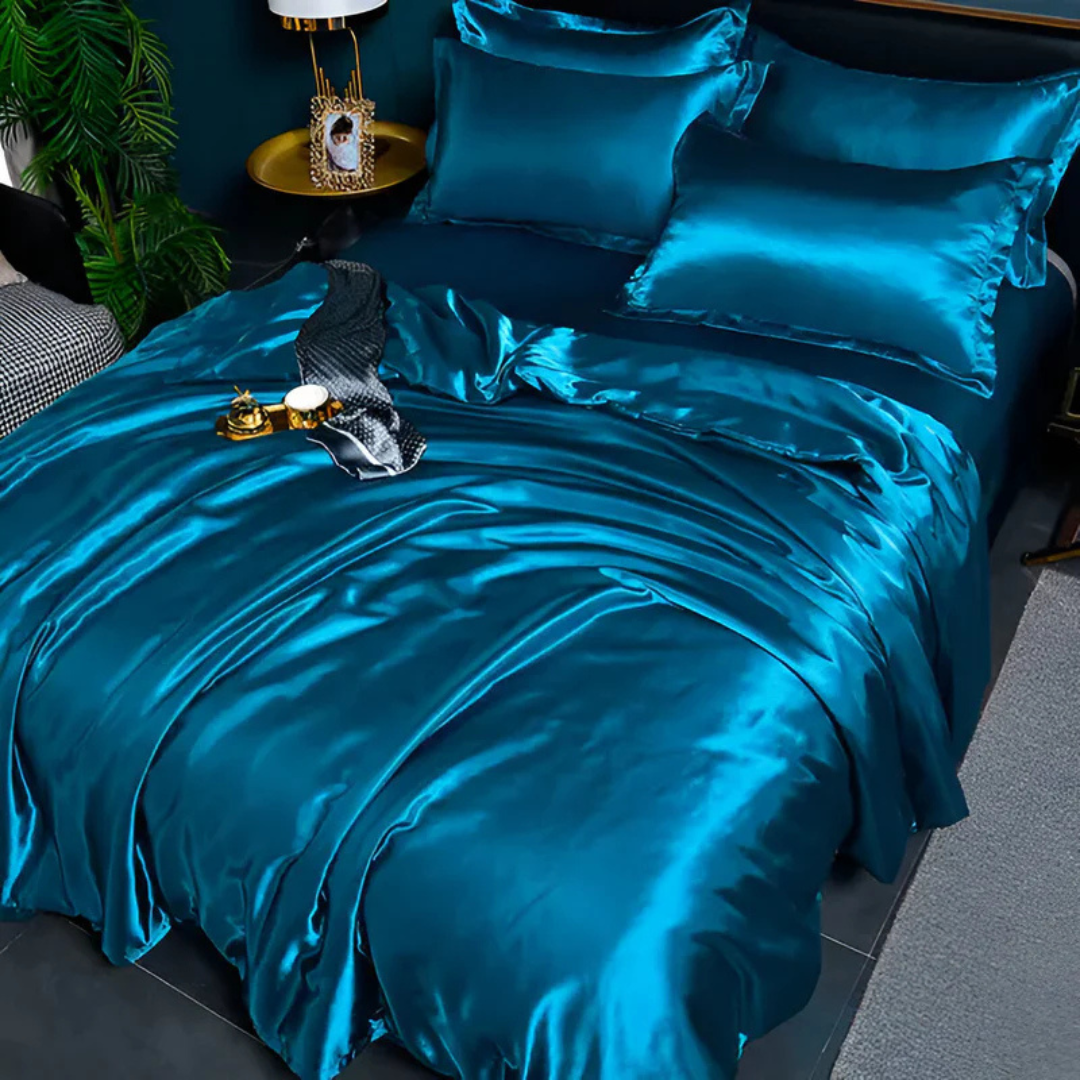 Ropa de cama de seda con acabado liso y brillante