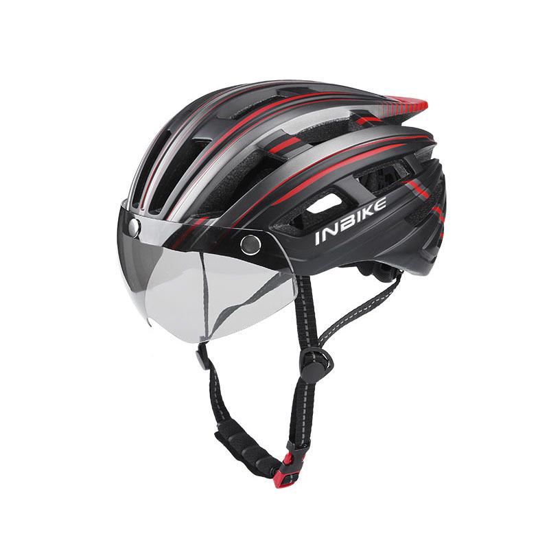 Kask rowerowy – okulary, wizjer, tylne światło LED