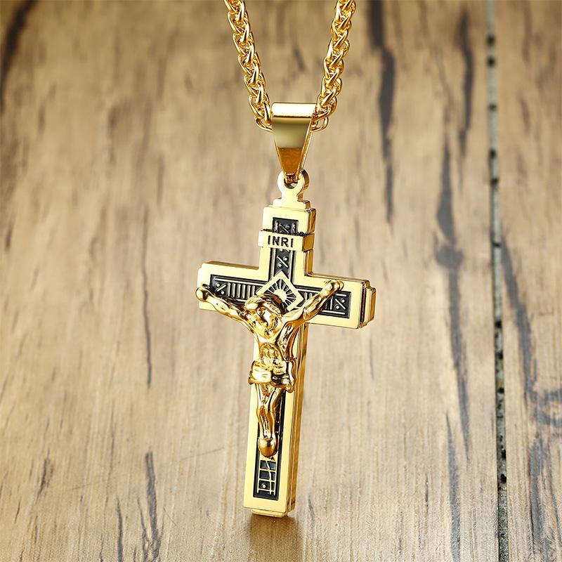 Colar de corrente moderna com cruz de Jesus
