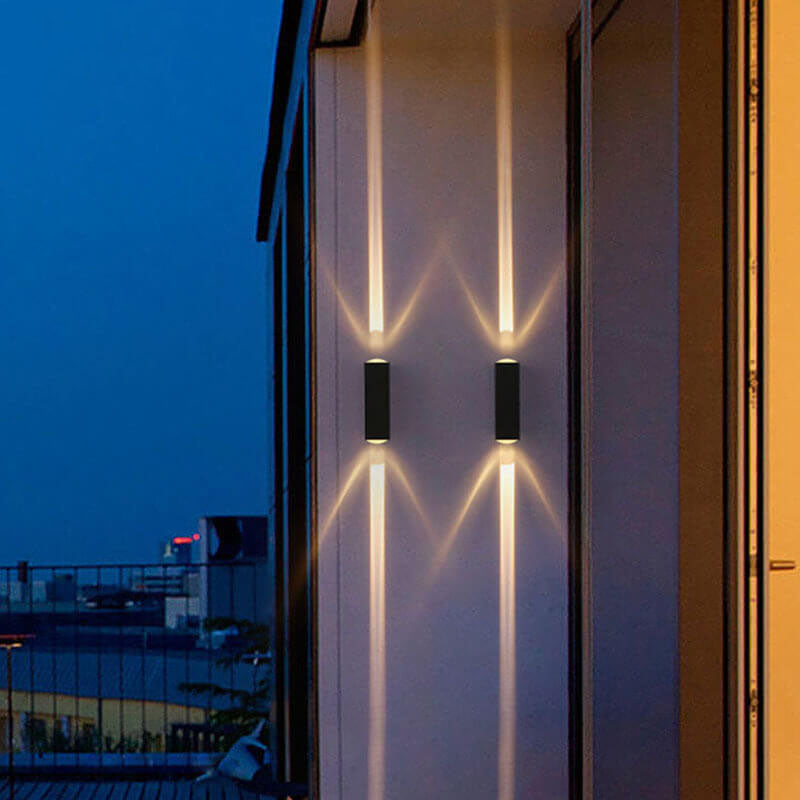 מנורת קיר LED מלבנית מודרנית — עמידה למים, חיצונית, שחורה, חסכונית באנרגיה