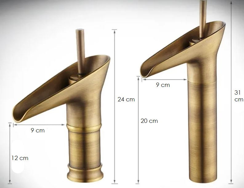 Grifo antiguo para baño estilo cascada