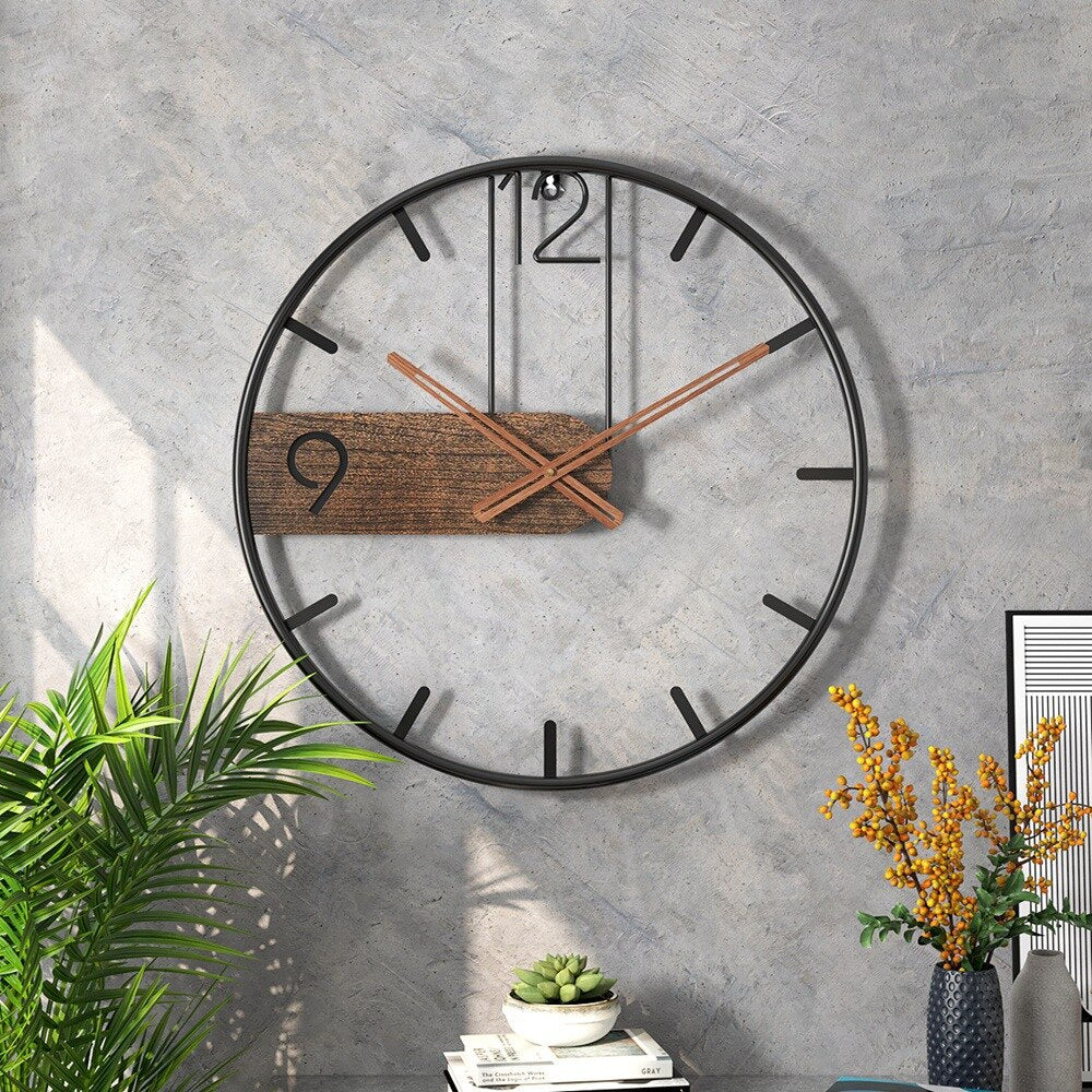 Walnut Wall Clock — Silent Quartz Movement, Round Dial