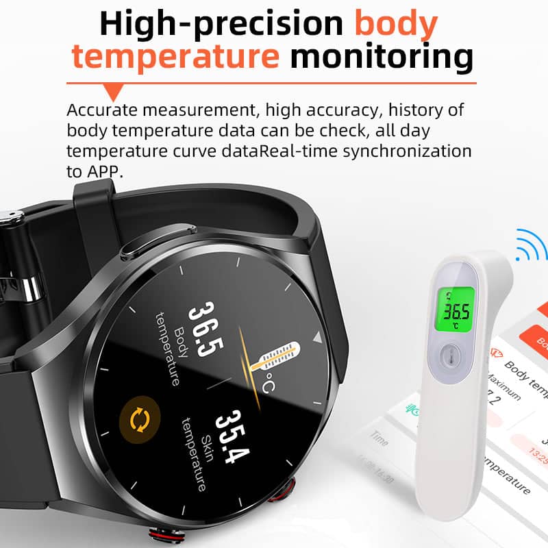 Smartwatch de saúde Suga Pro — Glicemia, pressão arterial, ECG/EKG e monitorização cardíaca de VFC com um clique
