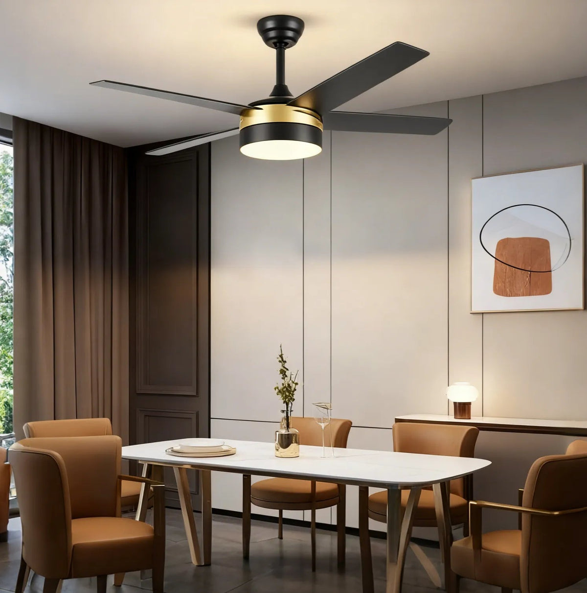 Modern Ceiling Light with Fan Quiet Metal for Living Room | boxzora