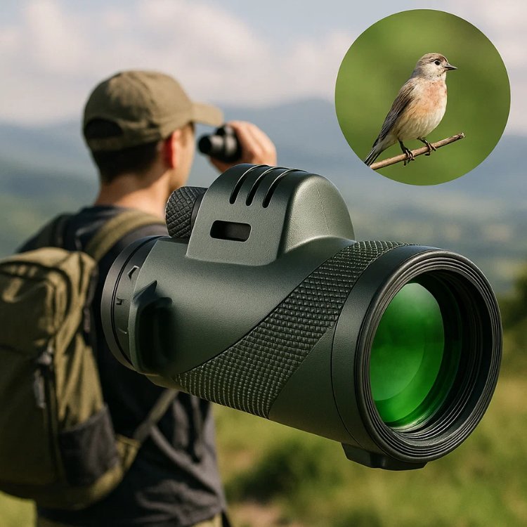 Kompakti 600-kertaisella zoomilla varustettu monokulaari – HD-linssi, kevyt ja helposti mukana kulkeva rakenne