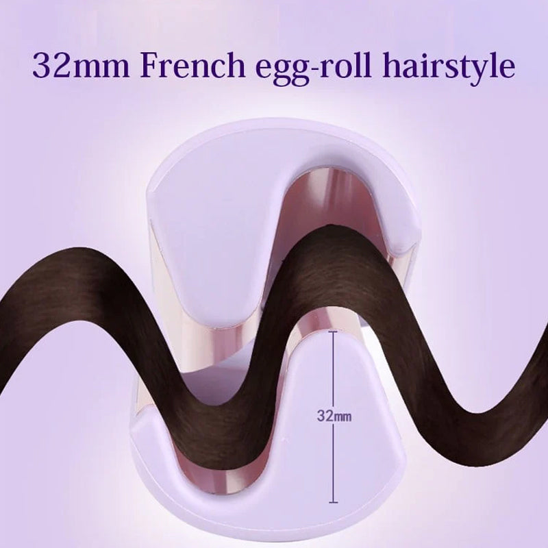 French Egg Curling Iron – Dual Wave Shaper, Anti-Scald Design