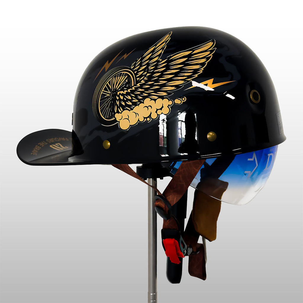 Let certificeret Moto-baseballhjelm med halvshell-konstruktion