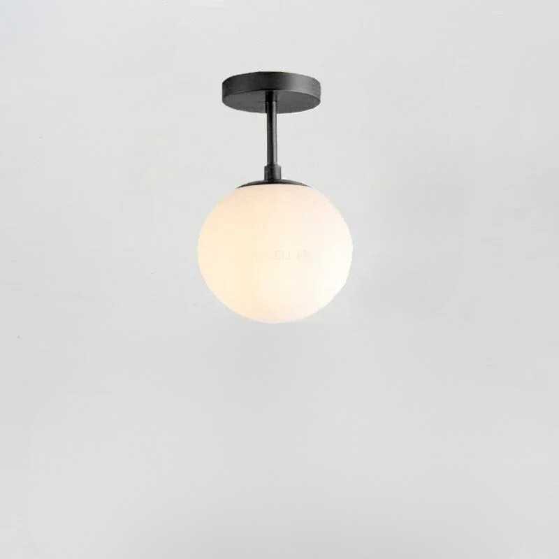 Nordic Style Glass Ceiling Lamp – Elegant White Globe and Gold Details