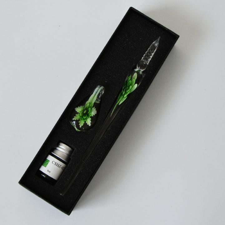 Handmade Glass Calligraphy Pen Set — Ink & Pen Holder