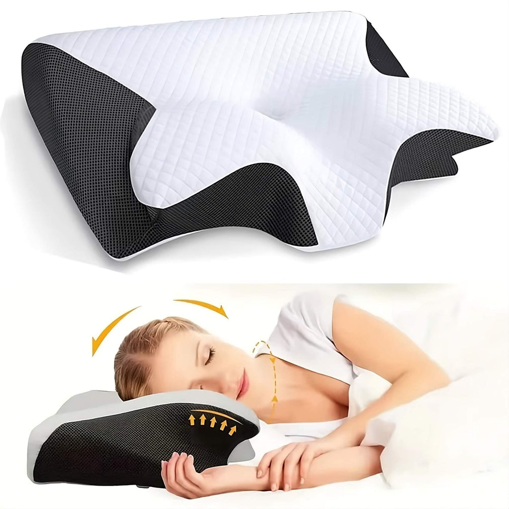 RelaxNeck Ergonomic Memory Foam Pillow – Contoured Neck and Back Support