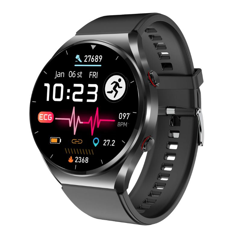 Smartwatch de saúde Suga Pro — Glicemia, pressão arterial, ECG/EKG e monitorização cardíaca de VFC com um clique