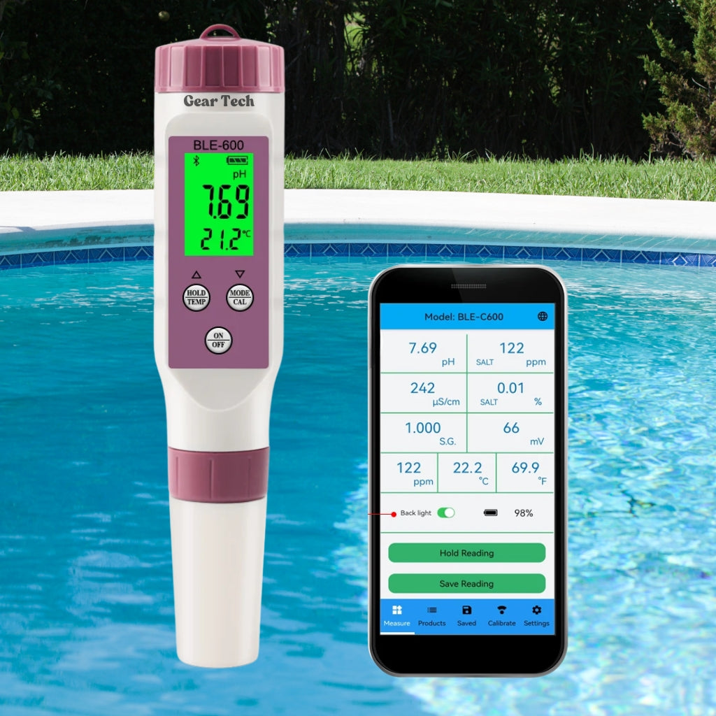 Digitální chytrý tester kvality vody 7 v 1 – měřič pH a chloru