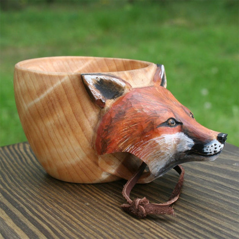 Handgemaakte houten dierenbekers — beschilderde details, 15 x 10 x 5 cm