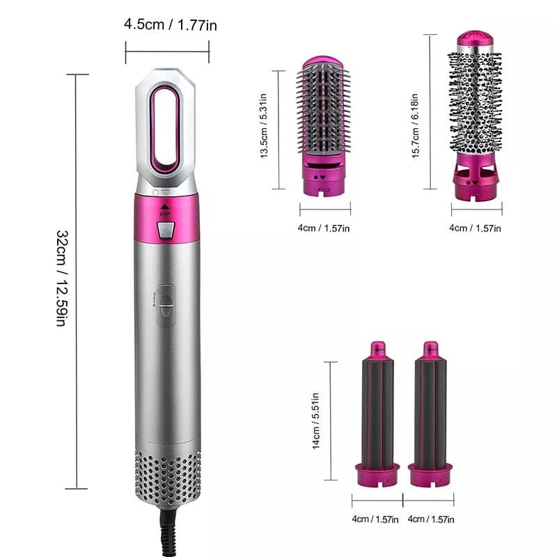 Cepillo secador profesional 5 en 1 con accesorios intercambiables