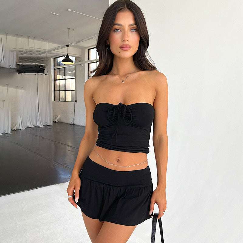 Ensemble bustier & jupe plissée – Style sexy et frais pour l'été