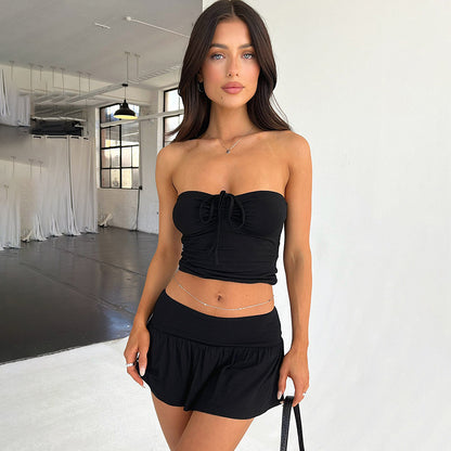 Ensemble bustier & jupe plissée – Style sexy et frais pour l'été
