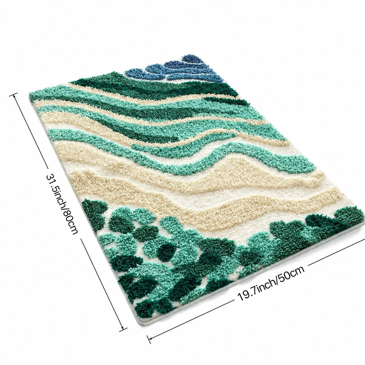 Modern Wavy Microfiber Bath Mat — Absorbent Texture, Secure Non-Slip Backing