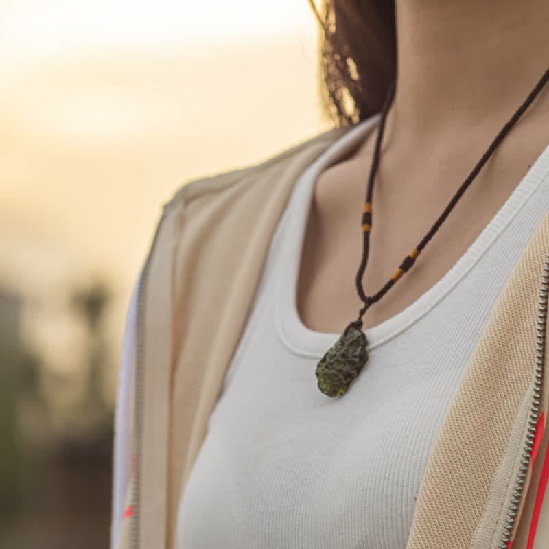 Alina Green Moldavite Necklace — Purification Stone, Vibrant Green