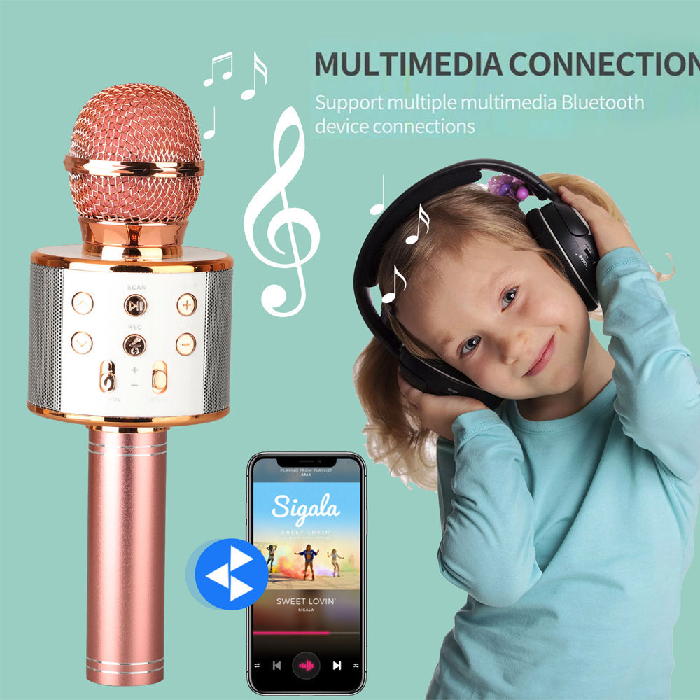 Ασύρματο μικρόφωνο καραόκε Bluetooth — Επαναφορτιζόμενο, ενσωματωμένο ηχείο, ενσύρματη σύνδεση