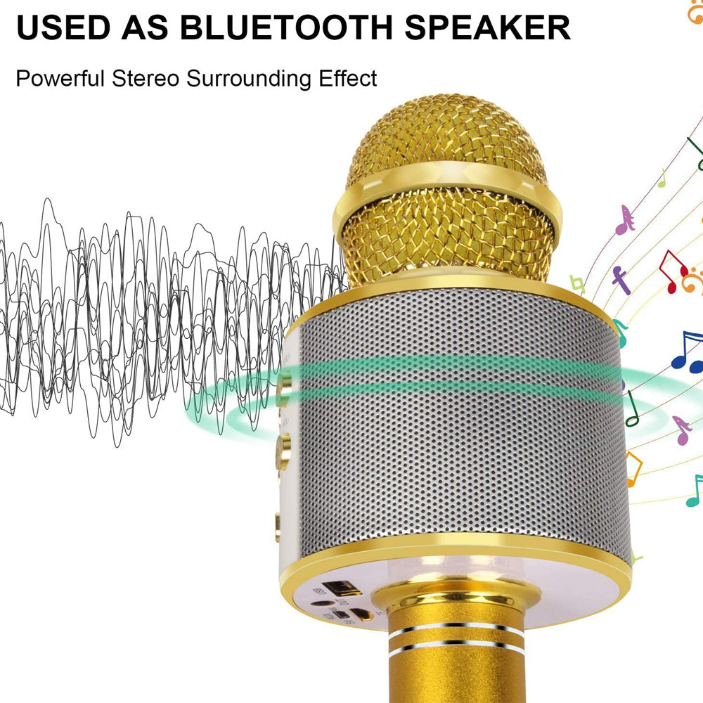 Ασύρματο μικρόφωνο καραόκε Bluetooth — Επαναφορτιζόμενο, ενσωματωμένο ηχείο, ενσύρματη σύνδεση