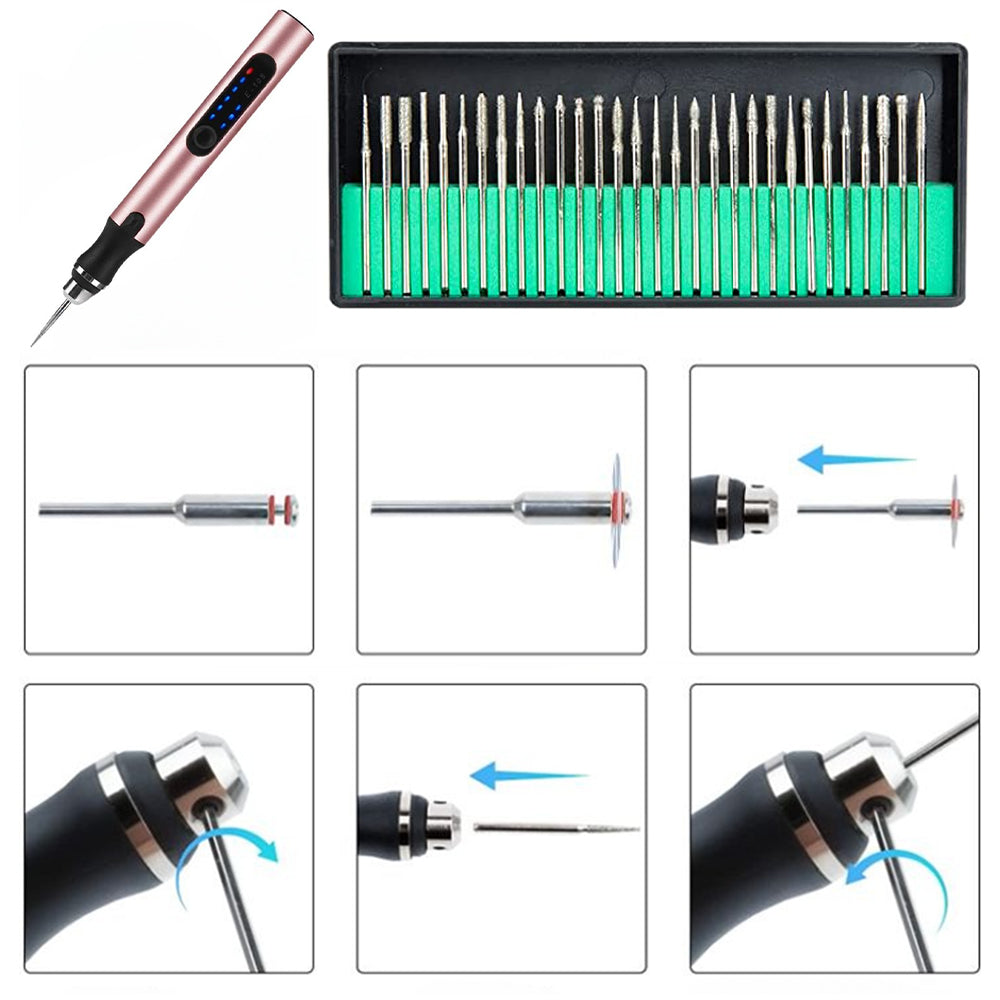 قلم نقش معدني قابل لإعادة الشحن عبر USB — سرعة قابلة للتعديل، تشغيل هادئ، نقش دقيق