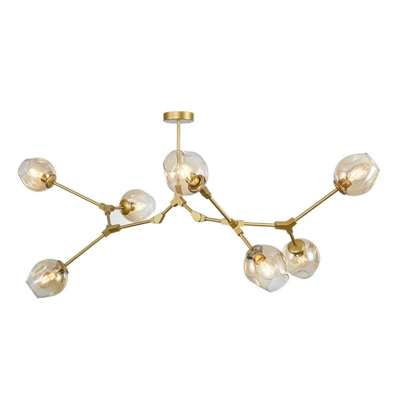 Candelabru Mid-Century din sticlă, cu bule și ramificații, pentru living, cu brațe reglabile | boxzora
