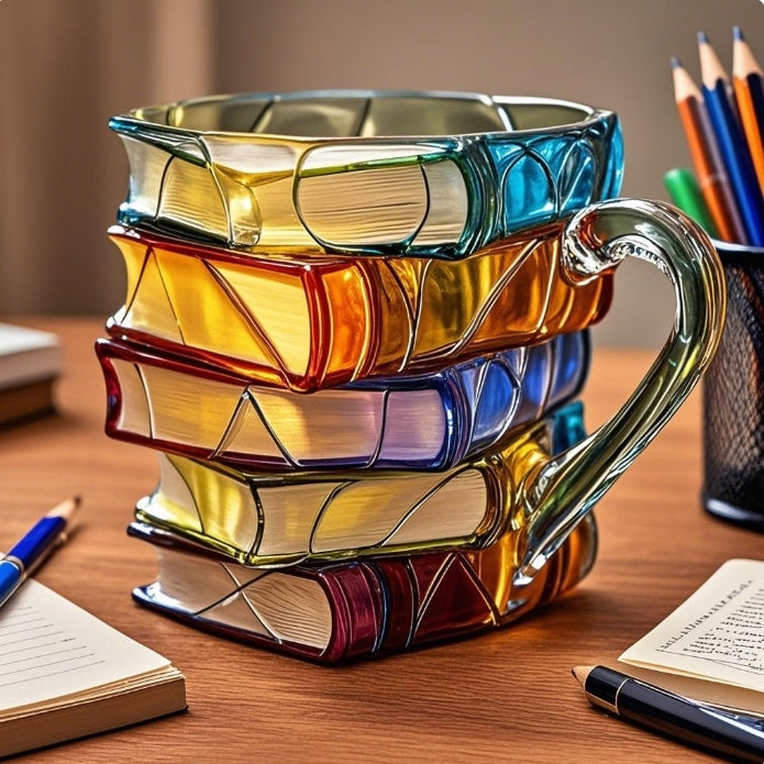 ספל ספרים תלת־ממדי BookCup, צבוע ביד, בהשראת ספרות