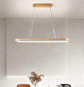 Nordisk oval pendellampe i tre, dimbar, til spisestue | boxzora