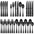 Ménagère de 24 pièces en acier inoxydable pour quatre personnes – design noir