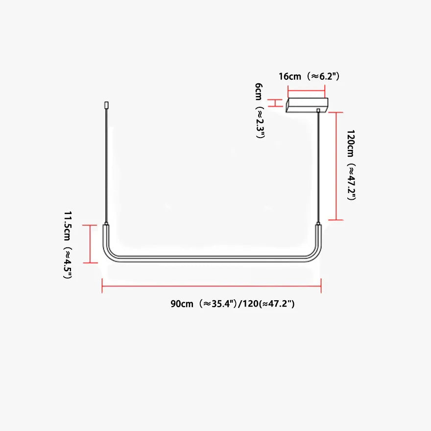 Lámpara colgante lineal minimalista de metal regulable para comedor | boxzora