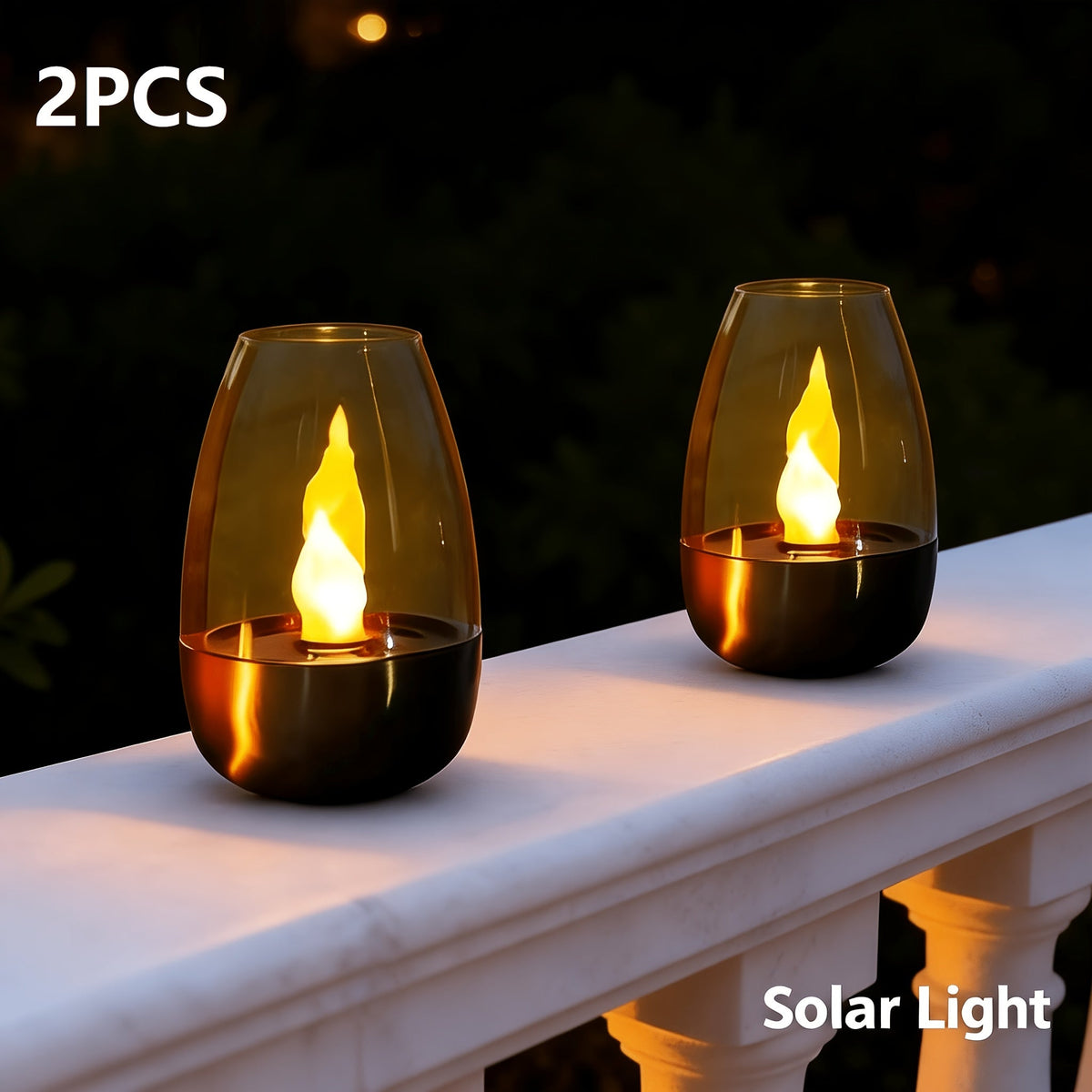 Solarlys med stearinlys til hagen – IP44-klassifisert, varm simulert flamme