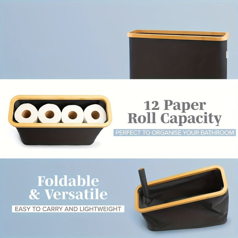 Porte-papier toilette en bambou – Capacité de 12 rouleaux, léger et aéré
