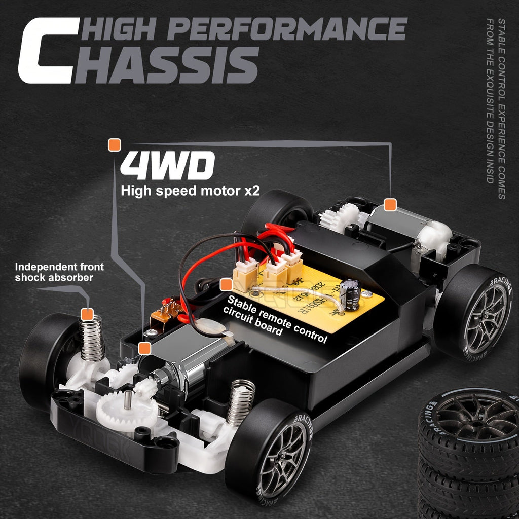 Auto da drift RC Ultimate 1:24 — Giocattolo da corsa 4WD ricaricabile, ruote LED