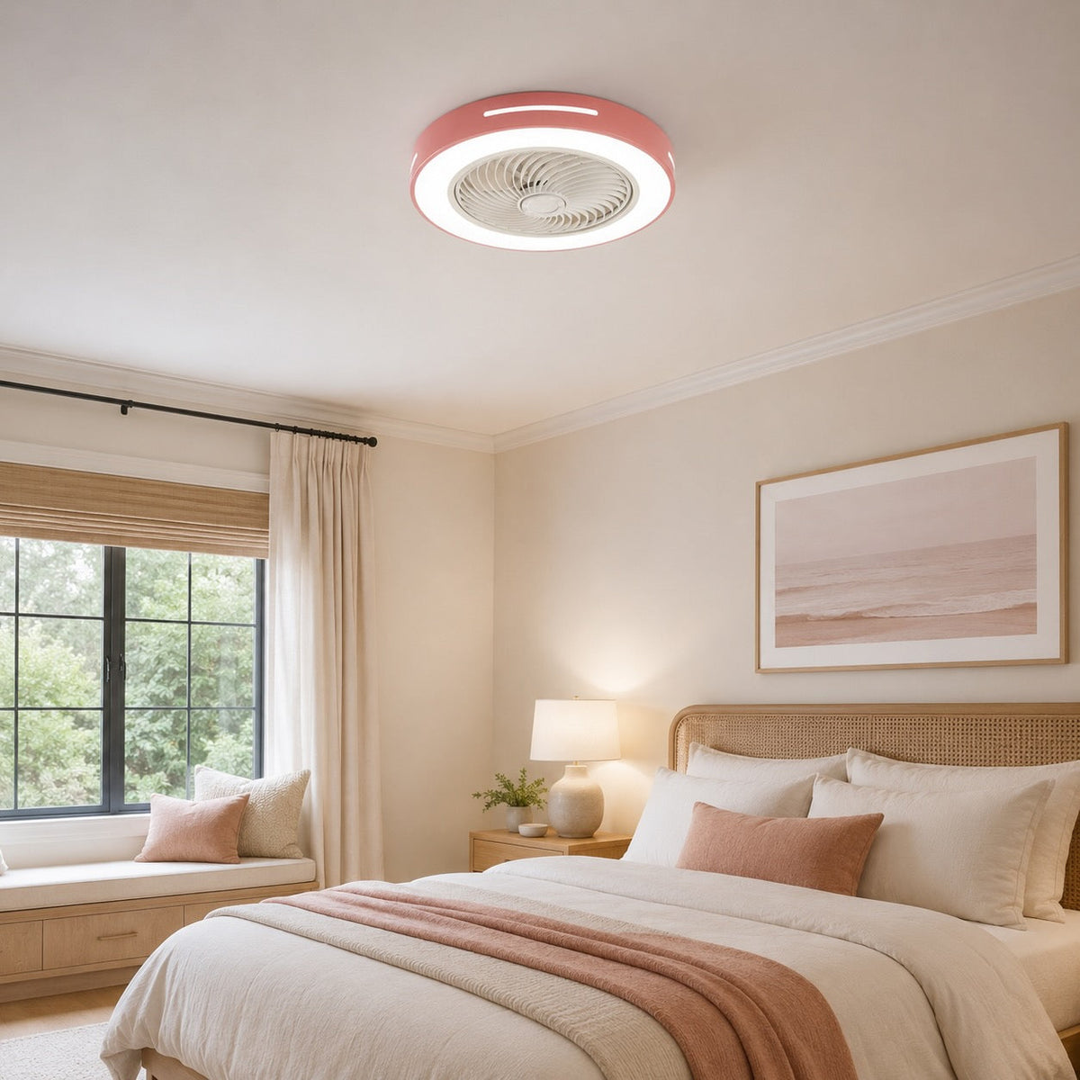 Moderner flügelloser Deckenventilator – Flächenbündige Eisenmontage, 72W LED-Leuchten, verstellbar
