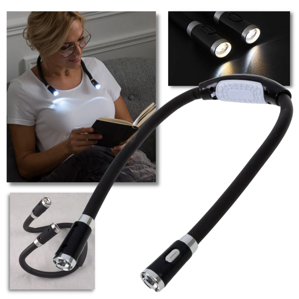 Dual-Arm LED Neck Reading Lamp — Flexible, Multi-Mode, Portable