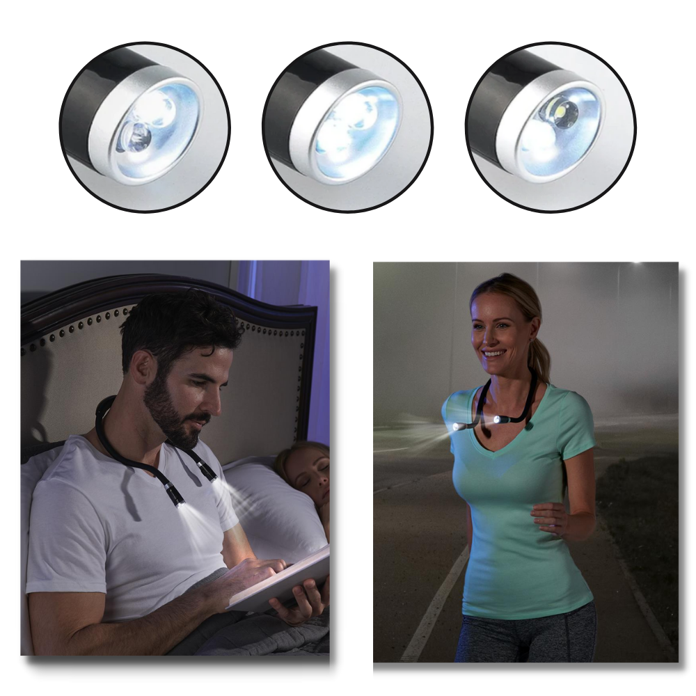 Dual-Arm LED Neck Reading Lamp — Flexible, Multi-Mode, Portable