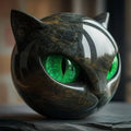פסל ראש חתול שחור NoirCat — גימור מבריק, עיניים חיות ומהפנטות