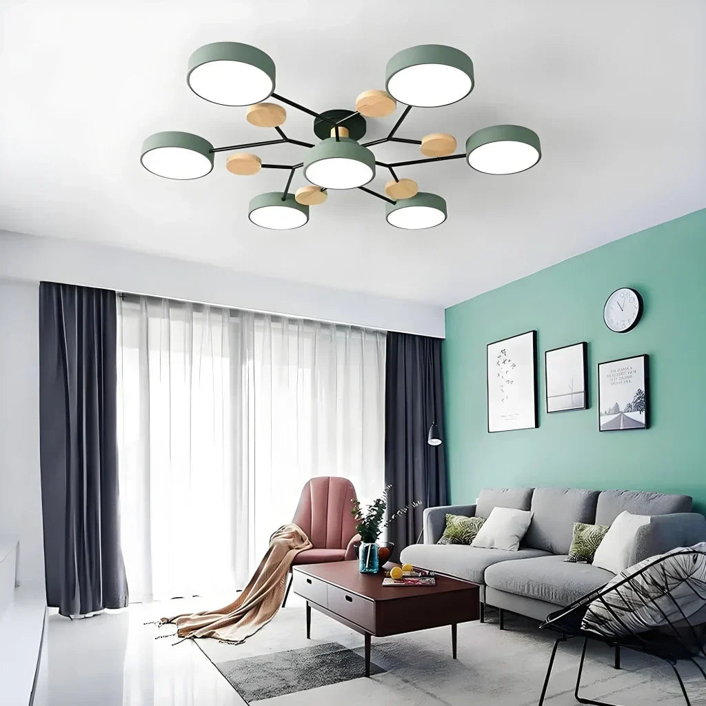 Lámpara de techo LED redonda de estilo nórdico, de metal y regulable, para sala de estar | boxzora